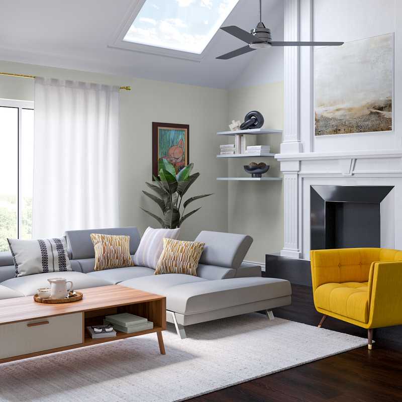 Modern, Midcentury Modern Living Room Design by Havenly Interior Designer Stephanie