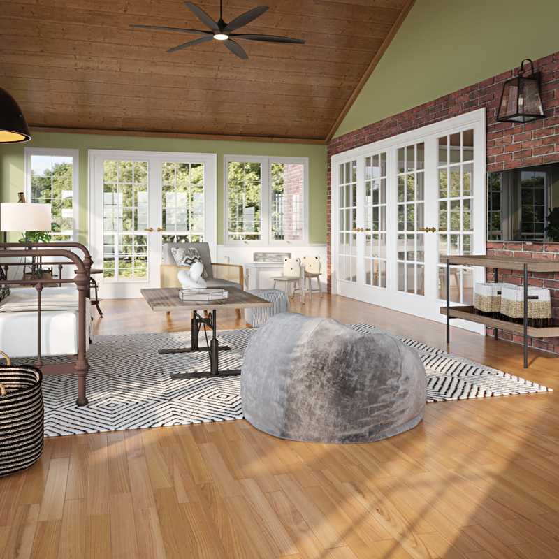 Bohemian, Rustic, Midcentury Modern Living Room Design by Havenly Interior Designer Amelia