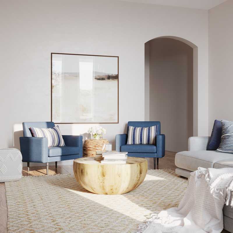 Classic, Coastal, Farmhouse Living Room Design by Havenly Interior Designer Marisa