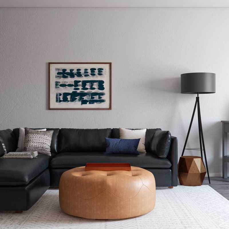 Global, Midcentury Modern Living Room Design by Havenly Interior Designer Sarah