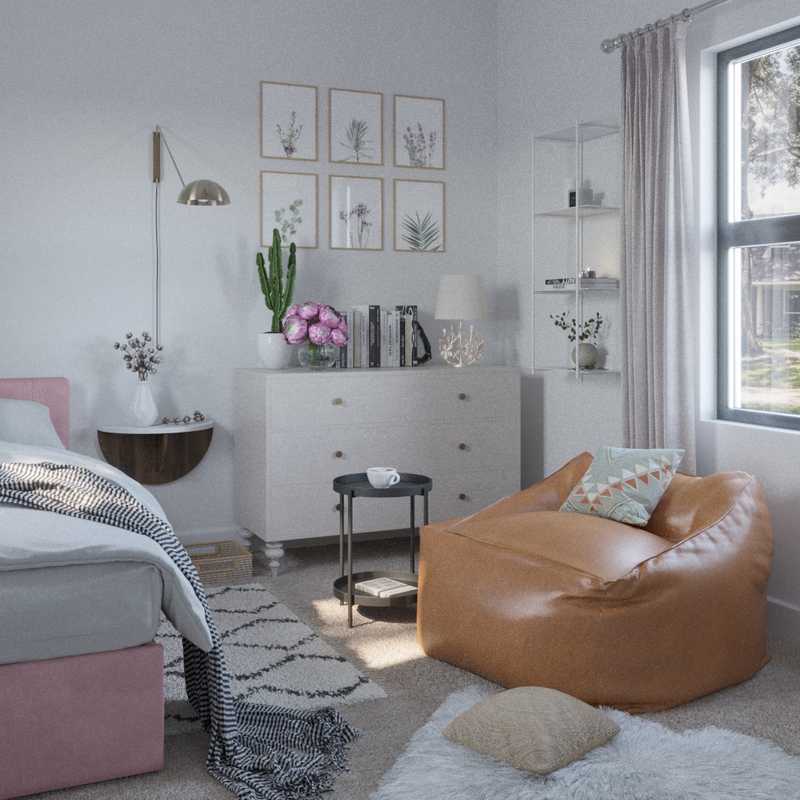 Bohemian, Glam, Midcentury Modern Bedroom Design by Havenly Interior Designer Paro