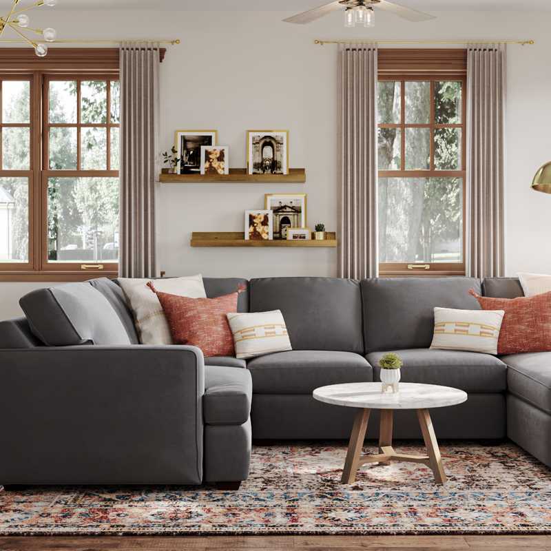 Eclectic, Bohemian, Midcentury Modern Living Room Design by Havenly Interior Designer Christina