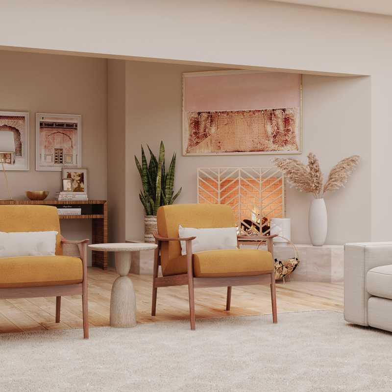 Modern, Eclectic, Bohemian, Midcentury Modern, Minimal Living Room Design by Havenly Interior Designer Christina