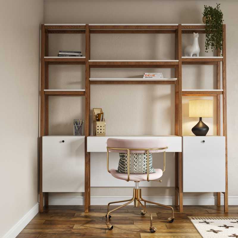 Modern, Eclectic, Bohemian, Midcentury Modern Office Design by Havenly Interior Designer Kelly