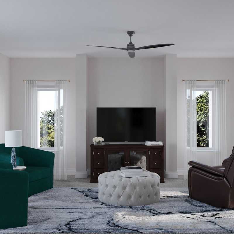 Glam, Preppy Living Room Design by Havenly Interior Designer Gabriela