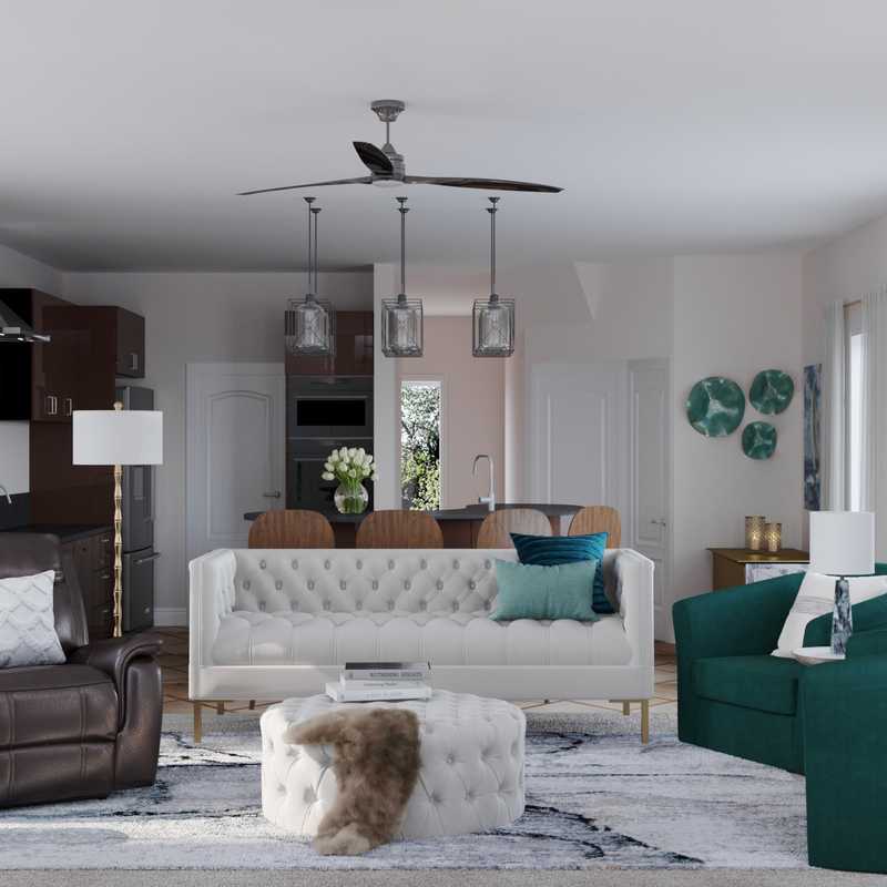 Glam, Preppy Living Room Design by Havenly Interior Designer Gabriela