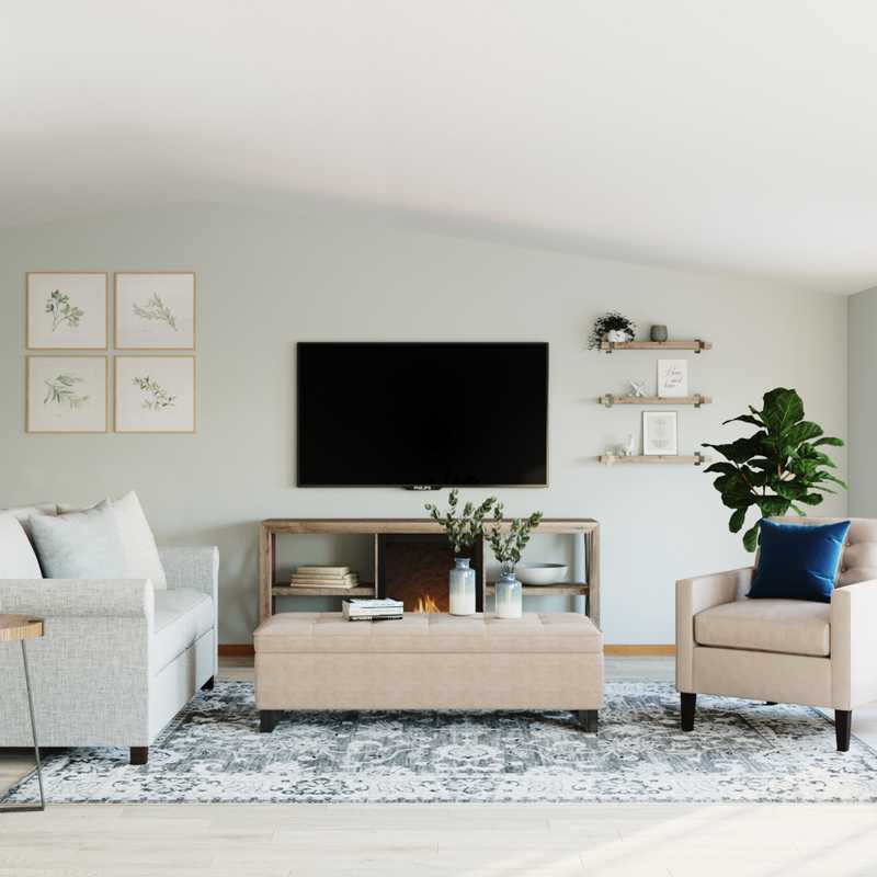 Coastal, Farmhouse Living Room Design by Havenly Interior Designer Juliana