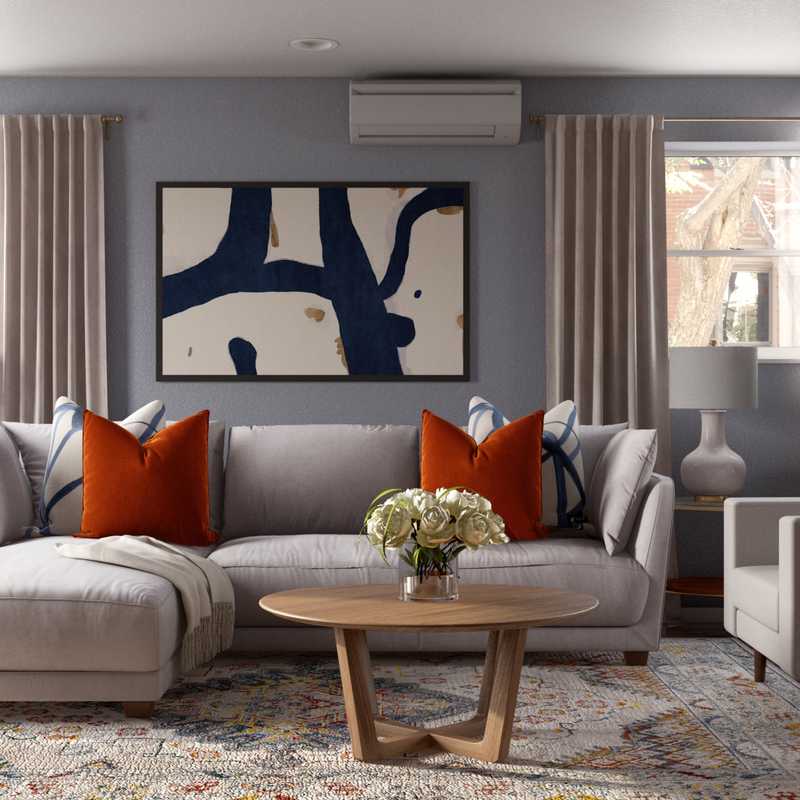 Glam, Midcentury Modern Living Room Design by Havenly Interior Designer Toussaint