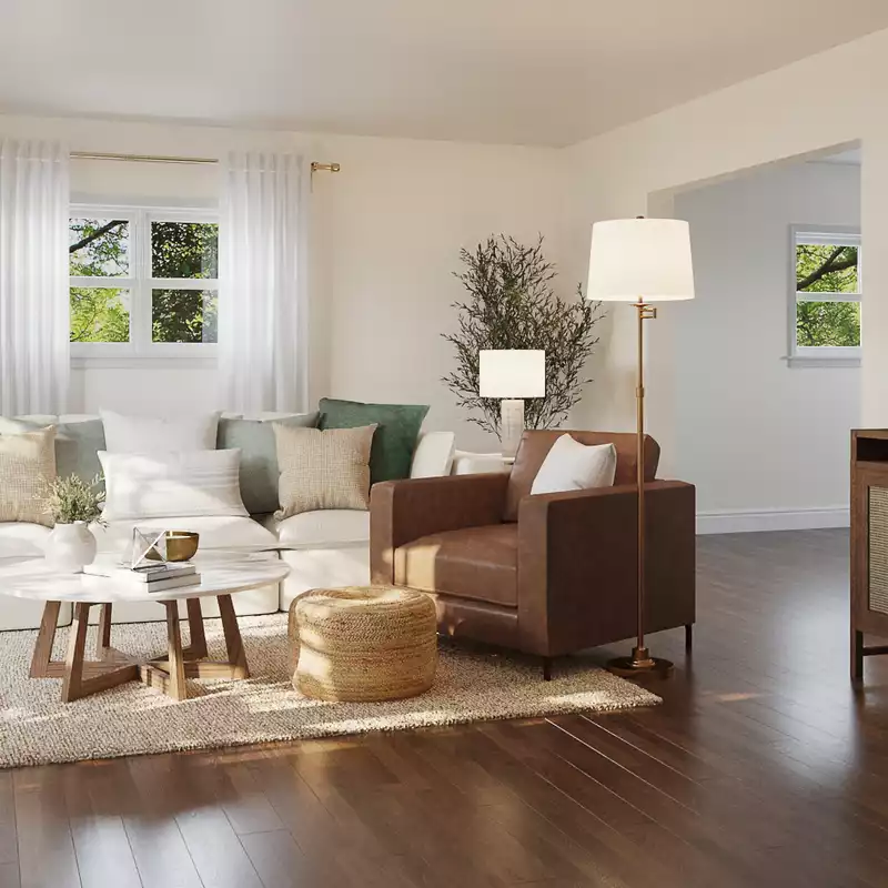 Modern, Coastal, Traditional, Farmhouse, Rustic Living Room Design by Havenly Interior Designer Tara
