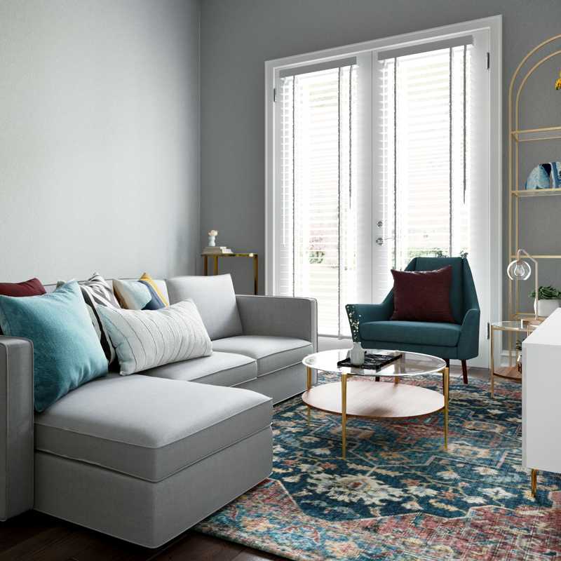 Coastal, Glam Living Room Design by Havenly Interior Designer Claire