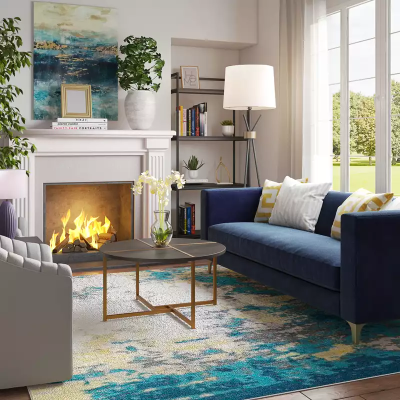 Contemporary, Glam, Preppy Living Room Design by Havenly Interior Designer Stephanie