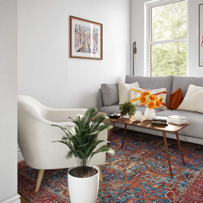 Modern, Bohemian, Midcentury Modern Living Room Design by Havenly Interior Designer Carla