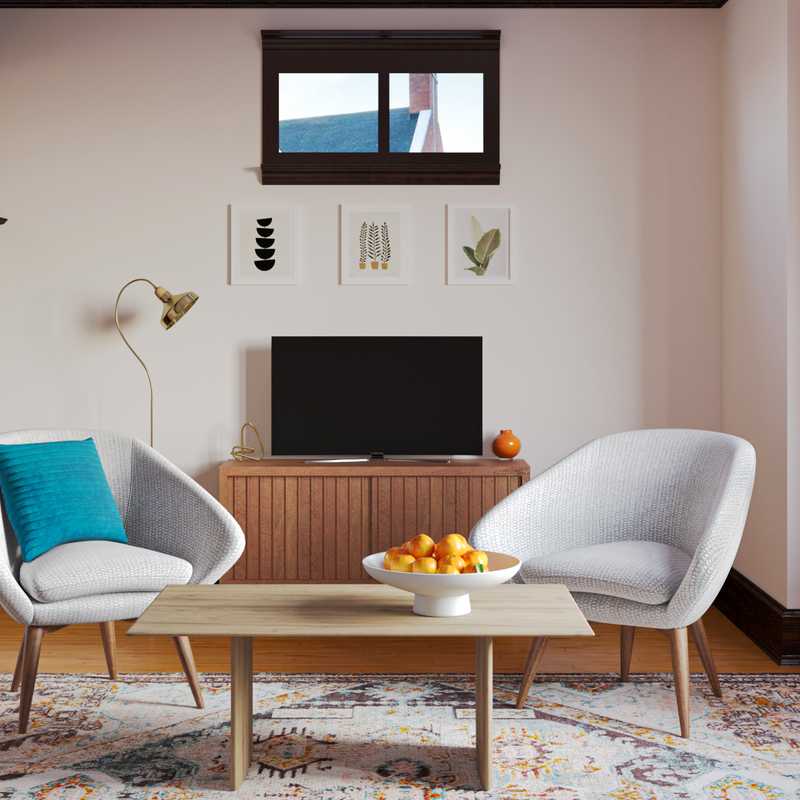 Bohemian, Midcentury Modern Living Room Design by Havenly Interior Designer Claire