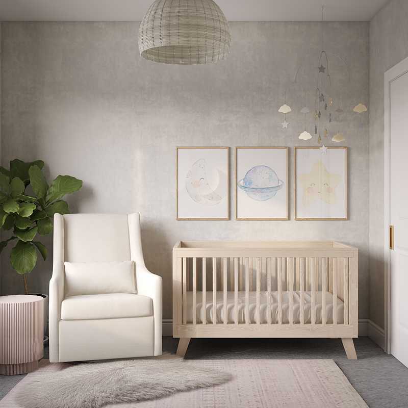 Contemporary, Modern, Bohemian, Rustic, Transitional Nursery Design by Havenly Interior Designer Brittany