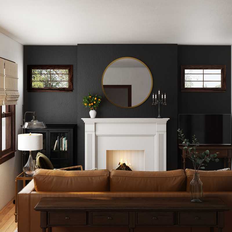 Classic, Bohemian, Library, Vintage Living Room Design by Havenly Interior Designer Adrian