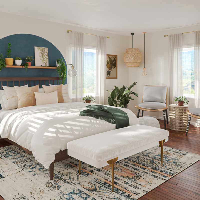 Bohemian, Midcentury Modern, Scandinavian Bedroom Design by Havenly Interior Designer Christina