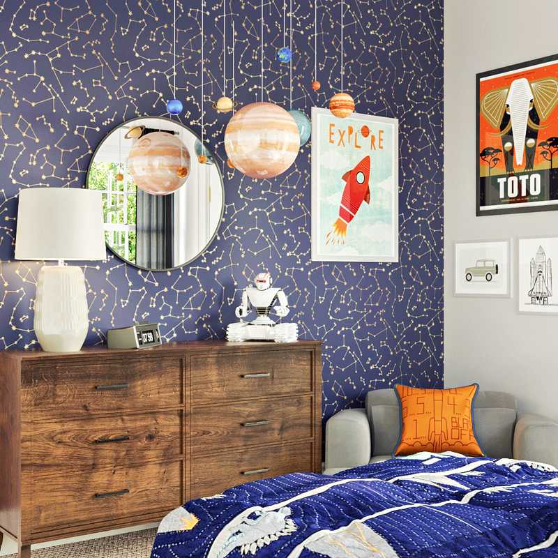 Eclectic, Preppy Bedroom Design by Havenly Interior Designer Natalie