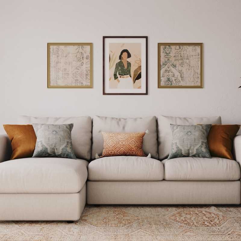 Bohemian, Midcentury Modern, Minimal Living Room Design by Havenly Interior Designer Freddi