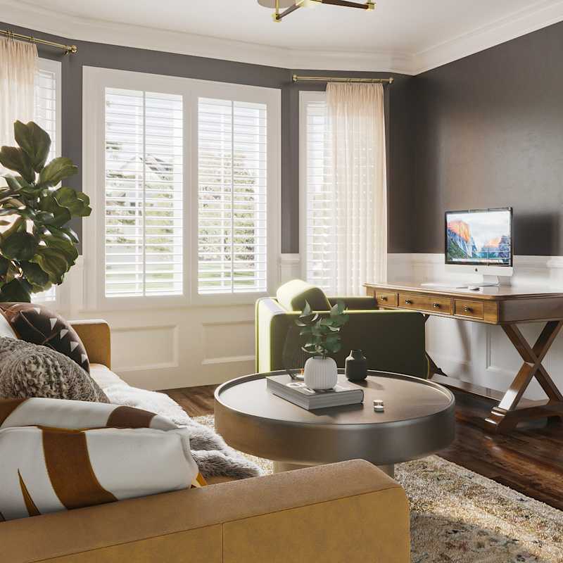 Contemporary, Library, Vintage, Global Office Design by Havenly Interior Designer Courtney