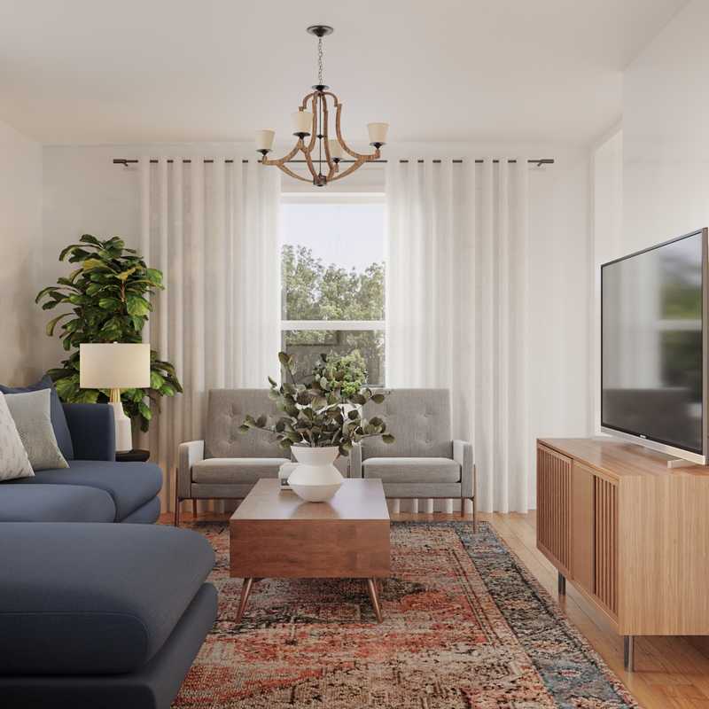 Modern, Industrial, Vintage, Midcentury Modern Living Room Design by Havenly Interior Designer Laura