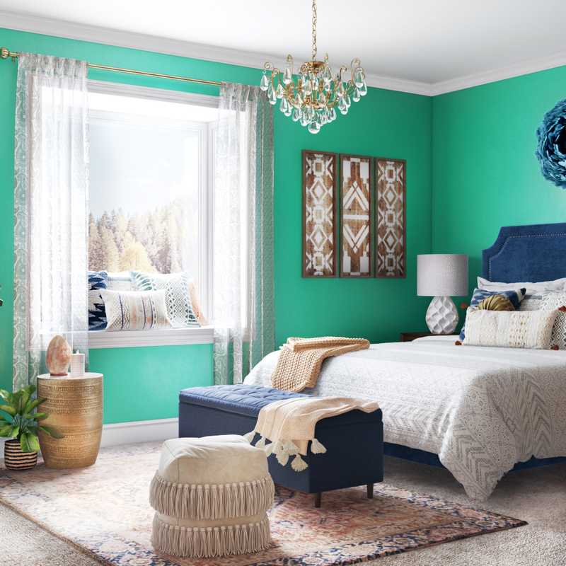 Eclectic, Bohemian, Coastal Bedroom Design by Havenly Interior Designer Carla