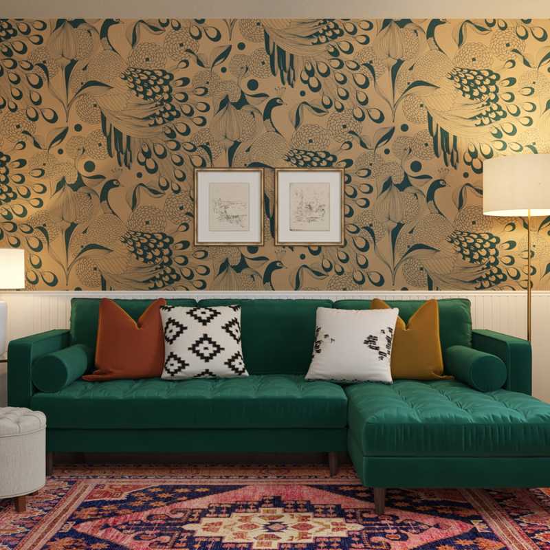 Classic, Eclectic, Bohemian, Midcentury Modern Living Room Design by Havenly Interior Designer Safek