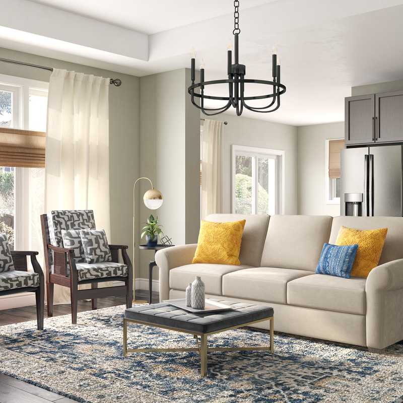 Bohemian, Glam, Transitional Living Room Design by Havenly Interior Designer Jackie