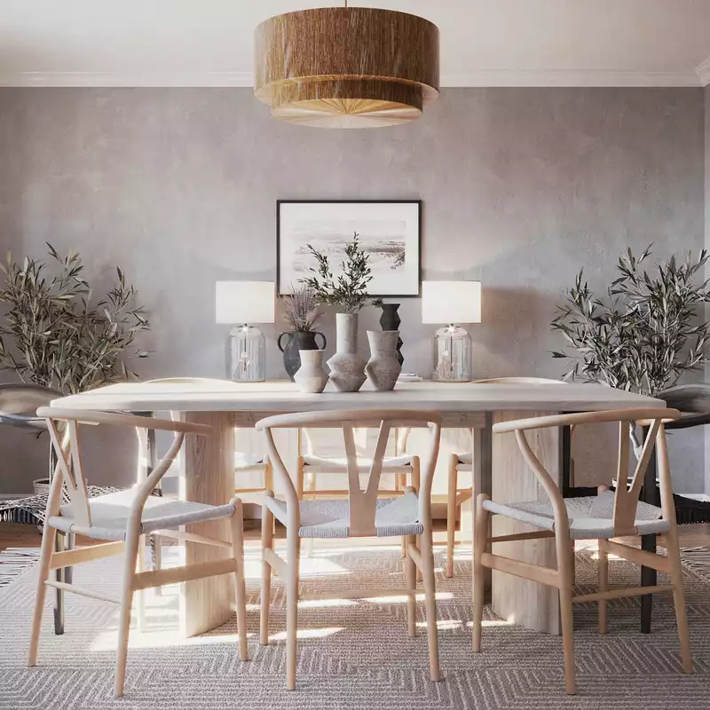 Bohemian, Scandinavian Dining Room Design by Havenly Interior Designer Karen