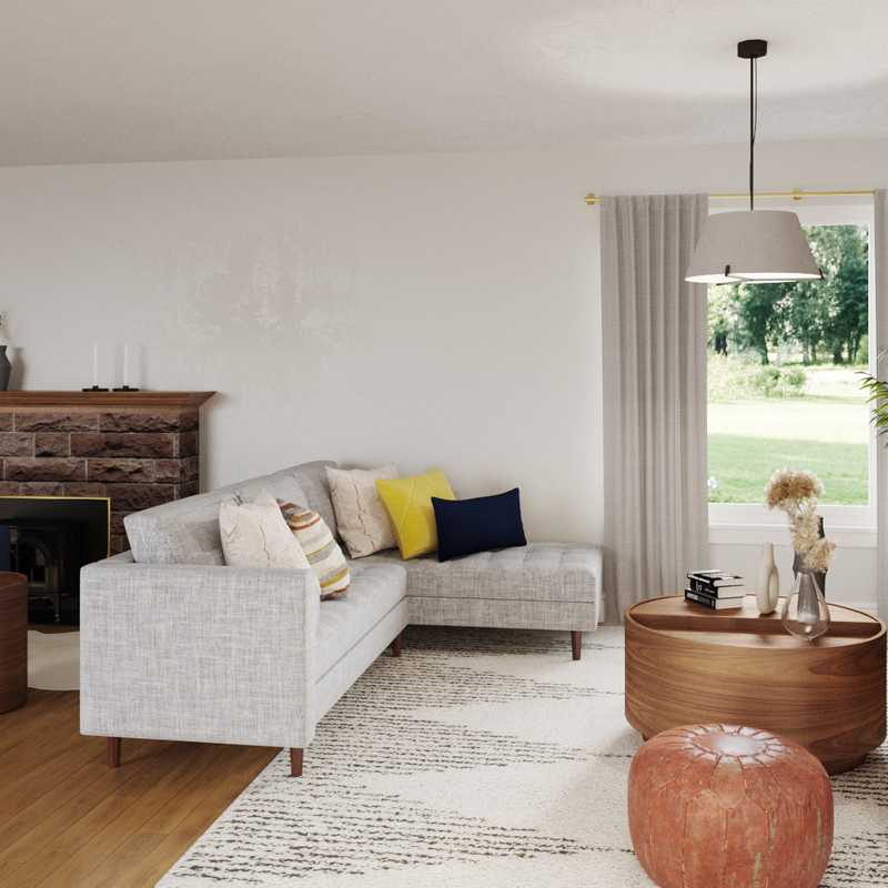 Bohemian, Midcentury Modern Living Room Design by Havenly Interior Designer Carla