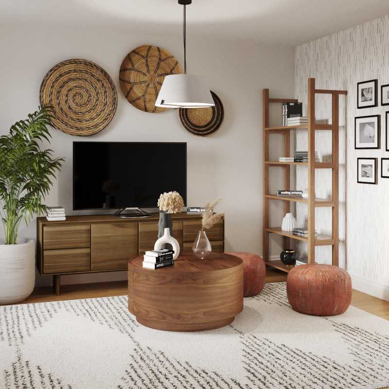 Bohemian, Midcentury Modern Living Room Design by Havenly Interior Designer Carla