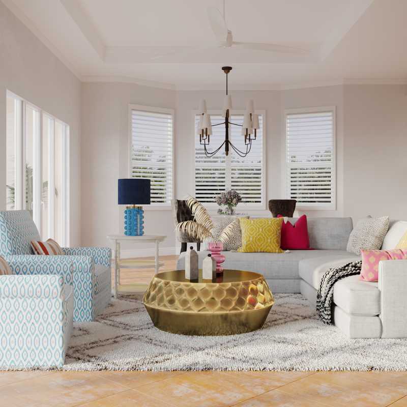 Eclectic, Glam, Preppy Living Room Design by Havenly Interior Designer Jade