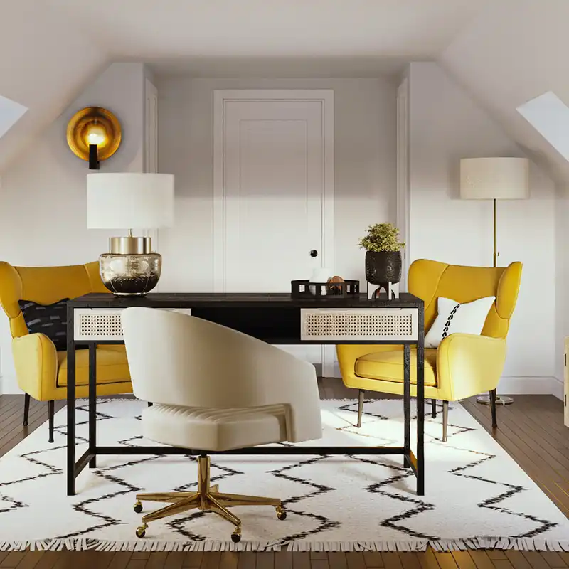 Traditional, Transitional, Midcentury Modern, Minimal Office Design by Havenly Interior Designer Elle