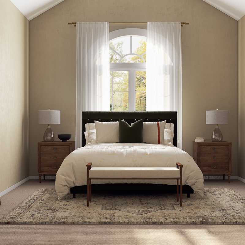 Modern, Eclectic, Bohemian, Transitional, Midcentury Modern Bedroom Design by Havenly Interior Designer Ashley