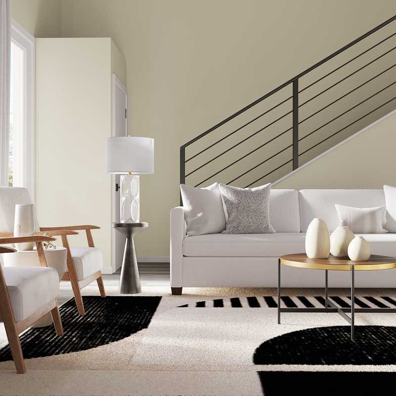 Farmhouse, Midcentury Modern Living Room Design by Havenly Interior Designer Gabrielle