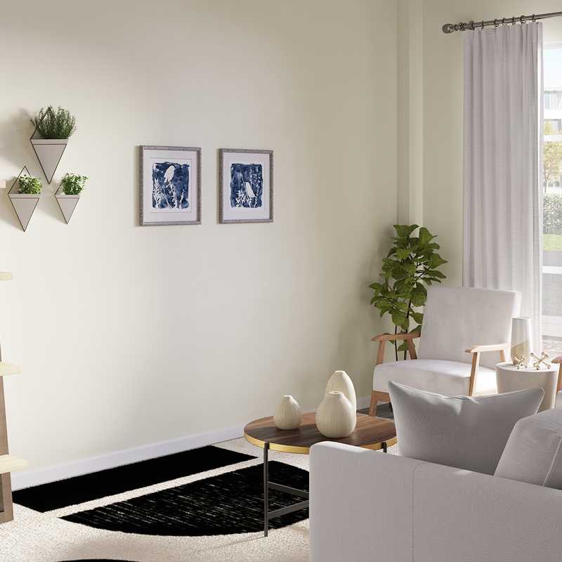 Farmhouse, Midcentury Modern Living Room Design by Havenly Interior Designer Gabrielle