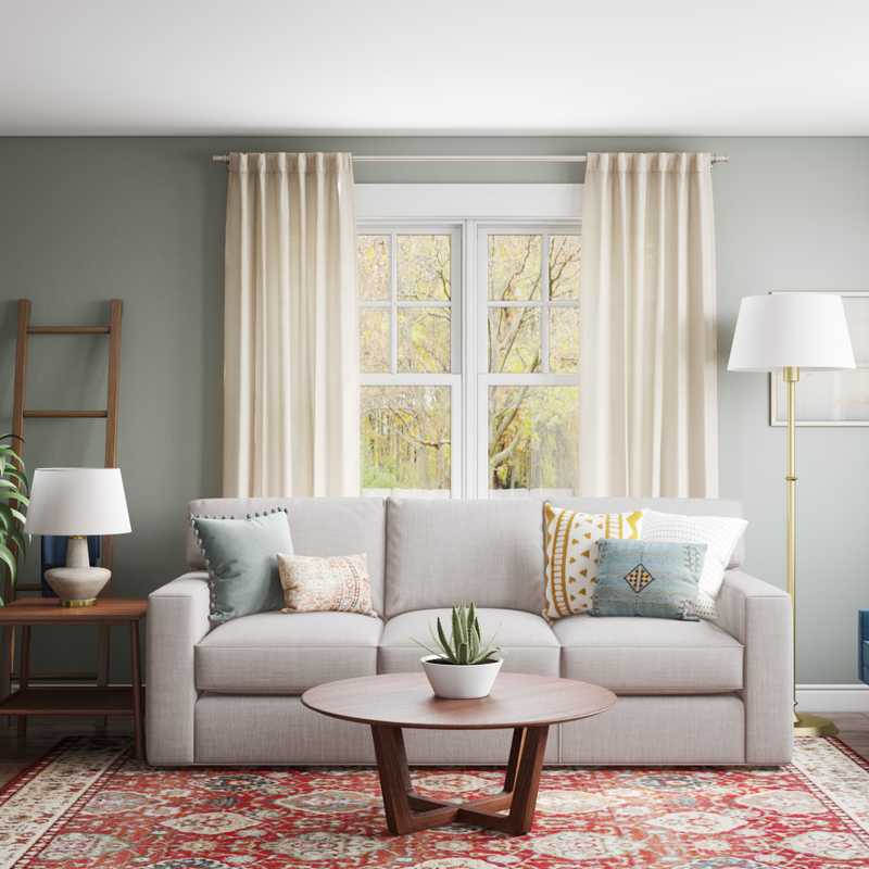 Modern, Eclectic, Bohemian, Coastal, Farmhouse, Transitional Living Room Design by Havenly Interior Designer Ashley