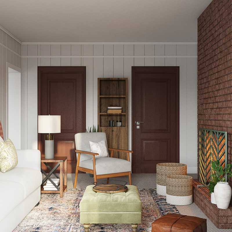 Farmhouse, Rustic, Midcentury Modern Living Room Design by Havenly Interior Designer Amanda