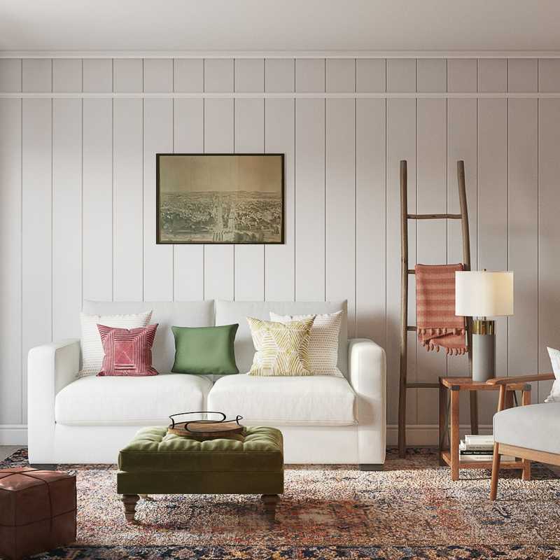 Farmhouse, Rustic, Midcentury Modern Living Room Design by Havenly Interior Designer Amanda