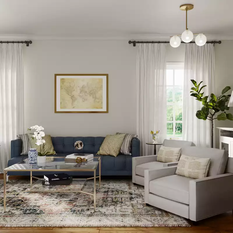 Eclectic, Traditional, Farmhouse, Transitional Living Room Design by Havenly Interior Designer Ana