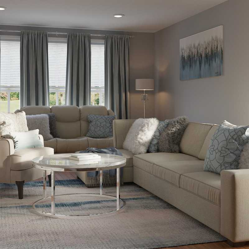 Glam, Preppy Living Room Design by Havenly Interior Designer Amanda