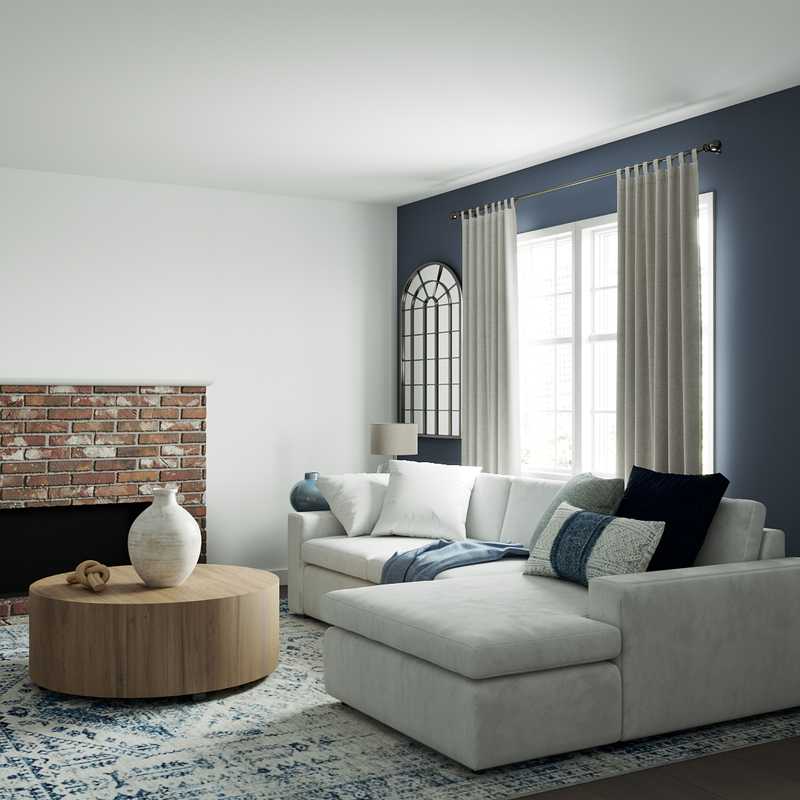 Coastal, Farmhouse Living Room Design by Havenly Interior Designer Sarah