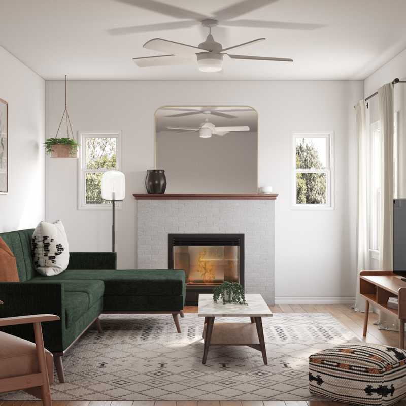 Bohemian, Midcentury Modern Living Room Design by Havenly Interior Designer Priscila