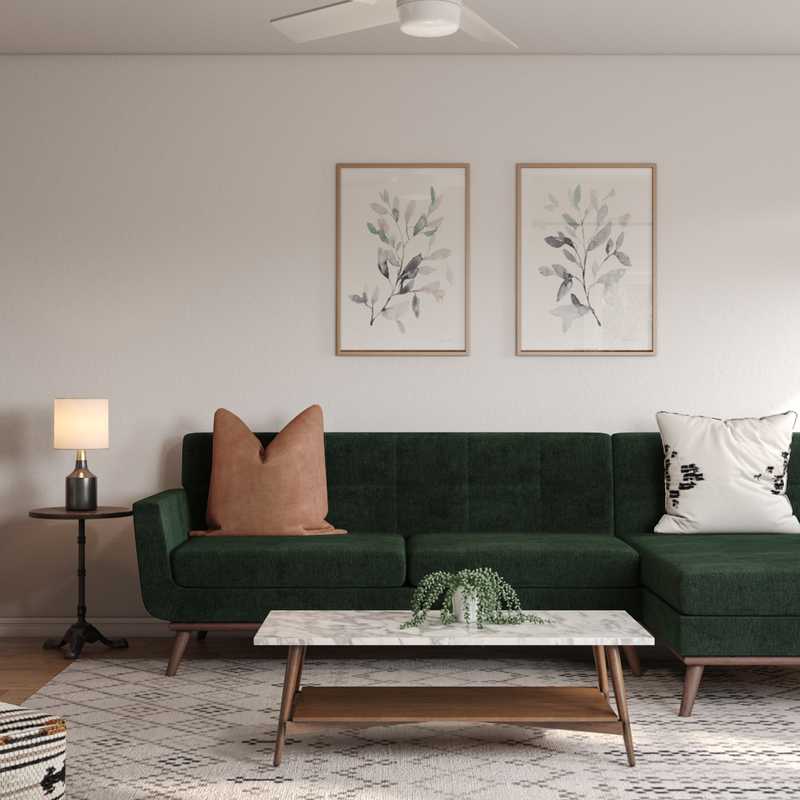 Bohemian, Midcentury Modern Living Room Design by Havenly Interior Designer Priscila