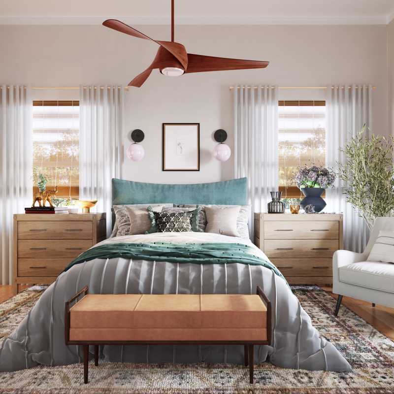 Contemporary, Eclectic, Bohemian Bedroom Design by Havenly Interior Designer Brittney
