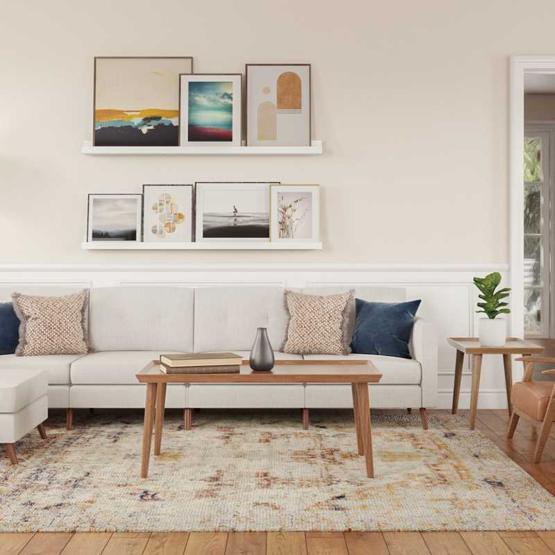 Bohemian, Midcentury Modern, Scandinavian Living Room Design by Havenly Interior Designer Rocio