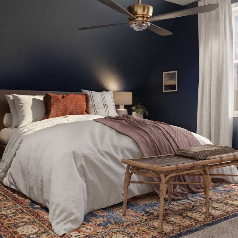Modern, Eclectic, Bohemian, Midcentury Modern Bedroom Design by Havenly Interior Designer Ashley