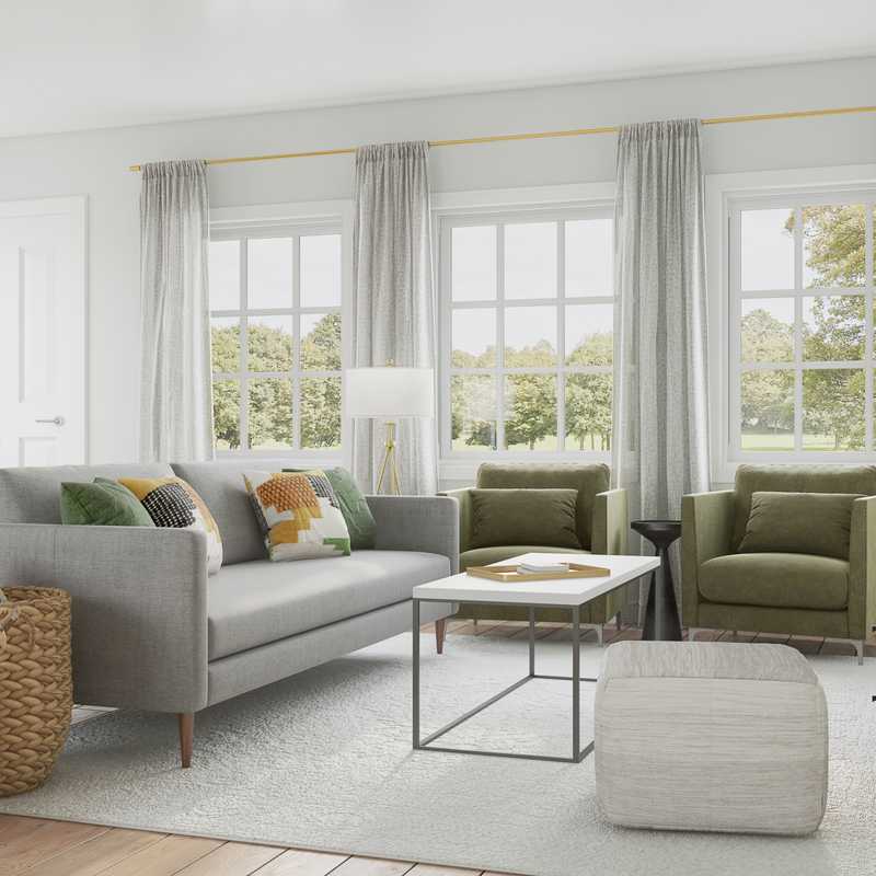 Bohemian, Midcentury Modern Living Room Design by Havenly Interior Designer Erin