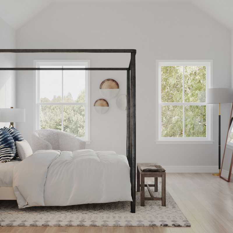 Bohemian, Coastal, Midcentury Modern Bedroom Design by Havenly Interior Designer Caitlin