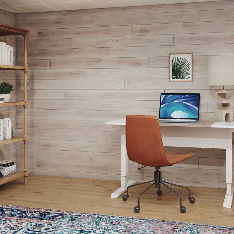 Bohemian, Midcentury Modern, Scandinavian Office Design by Havenly Interior Designer Jenna