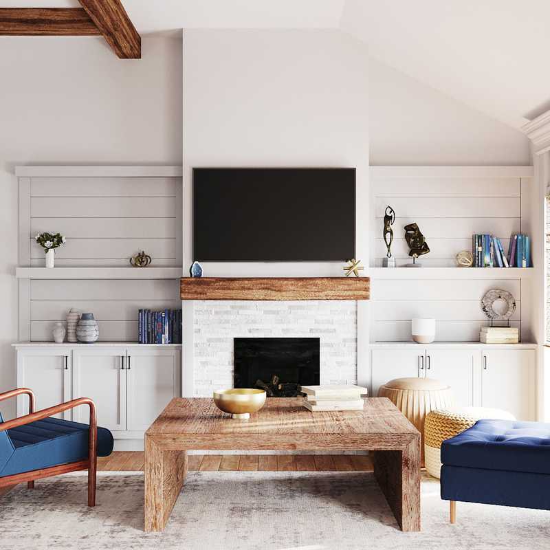 Bohemian, Farmhouse, Midcentury Modern Living Room Design by Havenly Interior Designer Maria